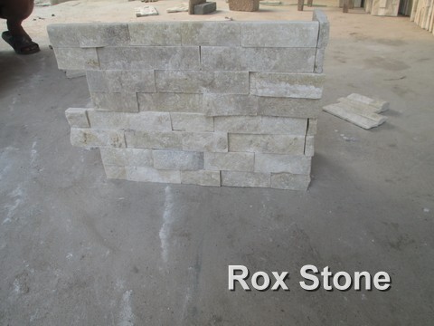 Beige White Quartzite cultured stone veneer corner