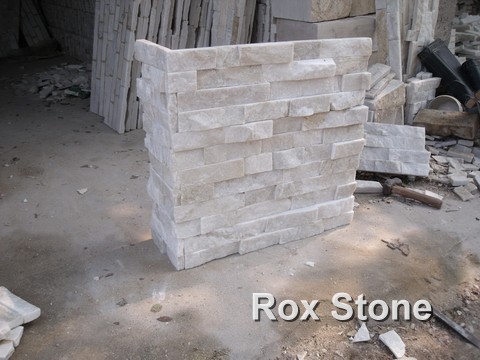 White Quartzite cultured Stone wall corner