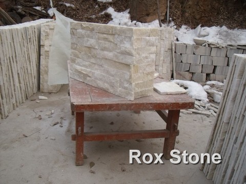 Beige White Quartzite wall stone veneer